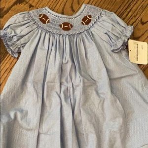 Anavini smocked football dress, new with tags, 9M